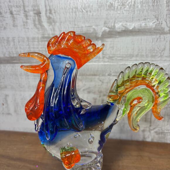 Vinci Dynasty Gallery Handblown Glass Rooster Figurine - Picture 2 of 5